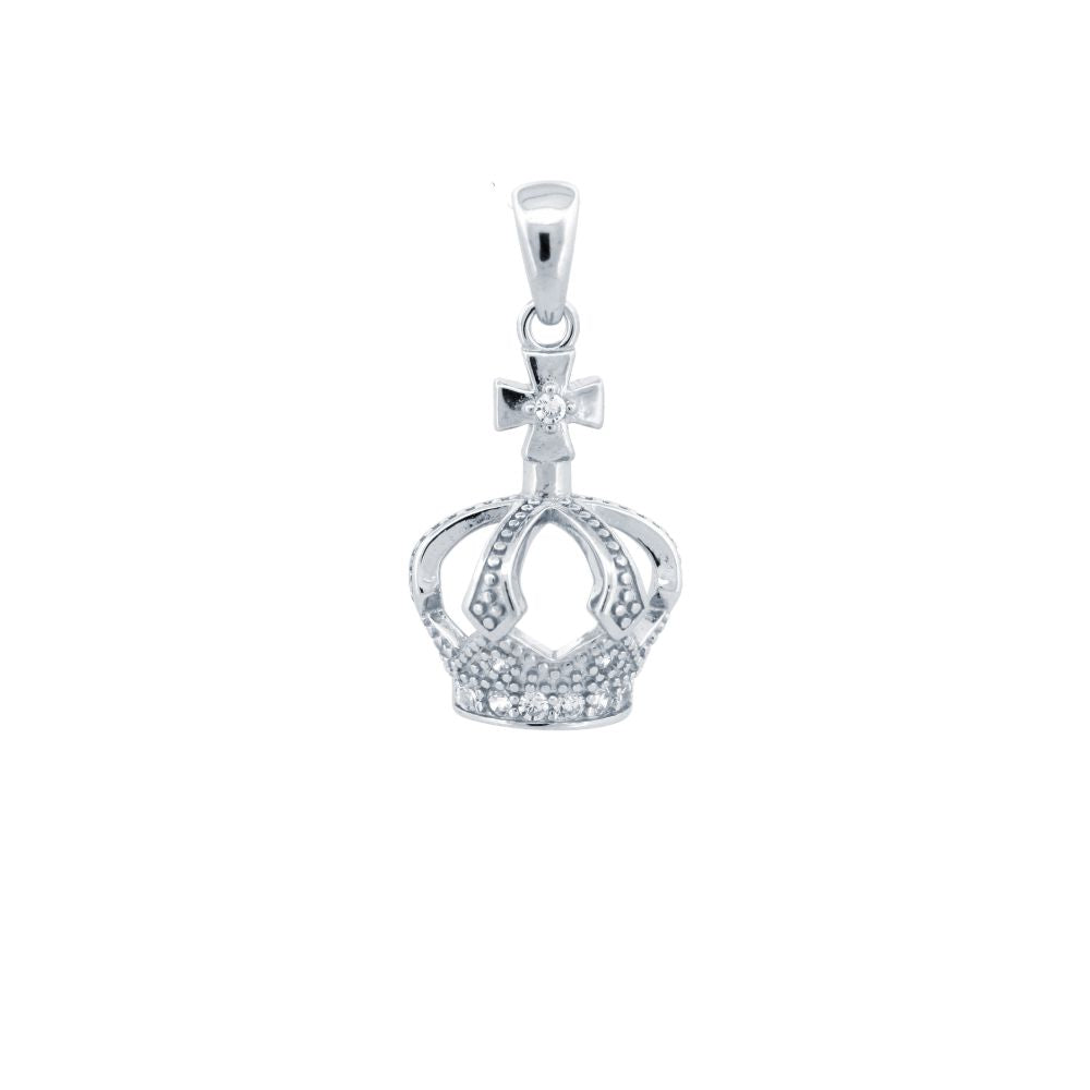 925 Silver Cubic Zirconia Set Crown Pendant