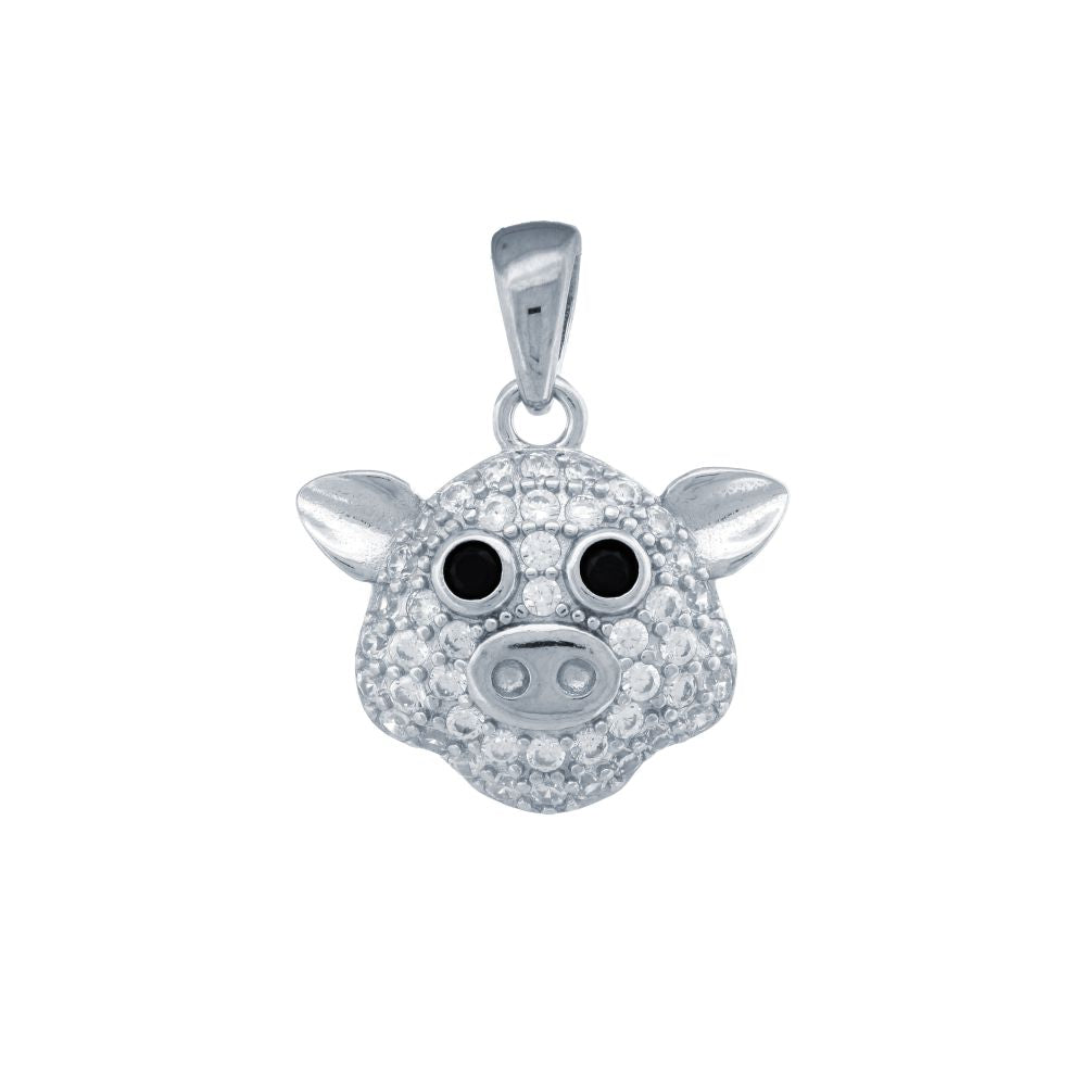 925 Silver Cubic Zirconia Set Piggy Pendant
