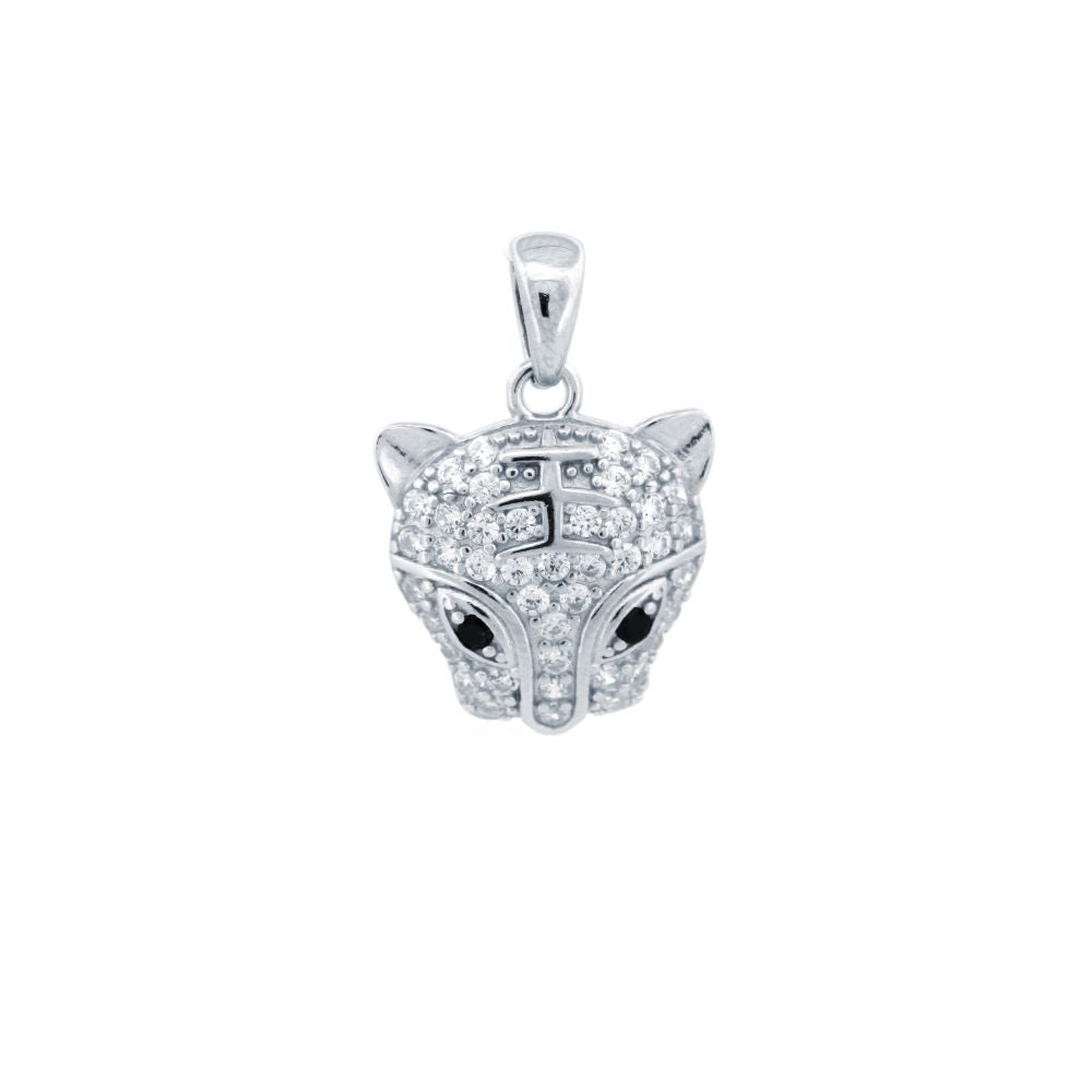 925 Silver Cubic Zirconia Set Tiger Pendant