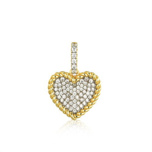 925 Silver 14ct Gold Plated Cubic Zirconia Set Heart Pendant