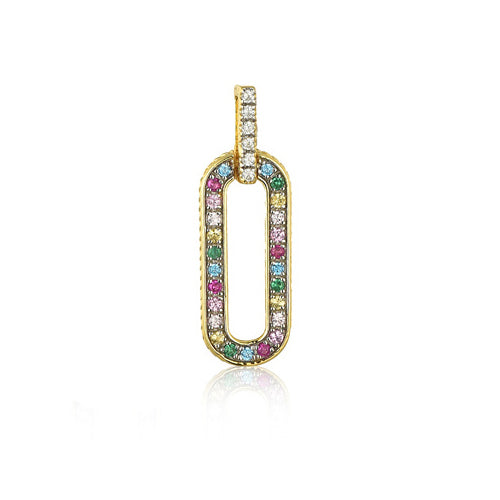 925 Silver 14ct Gold Plated Multi Col Cubic Zirconia Set Pendant