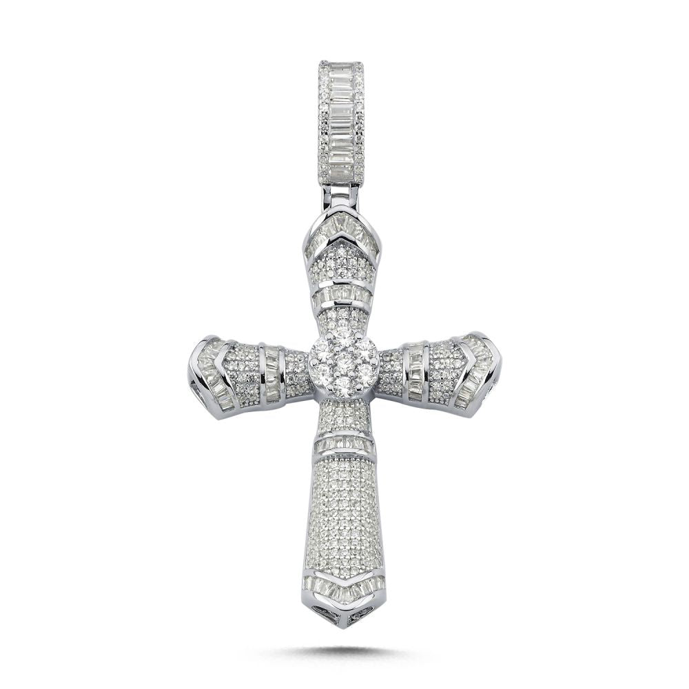 925 Silver Large Cubic Zirconia Brilliant Cut Cross