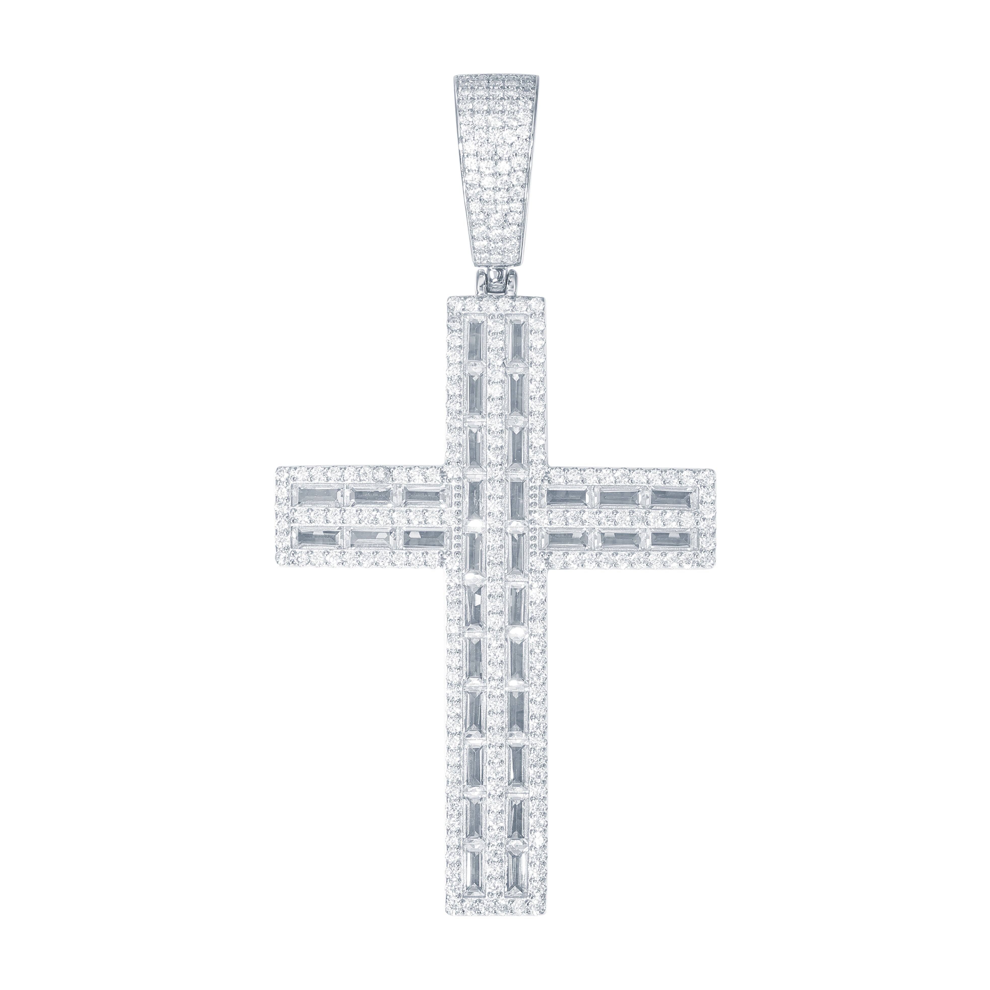 925 Silver Baguette Cubic Zirconia Set Cross