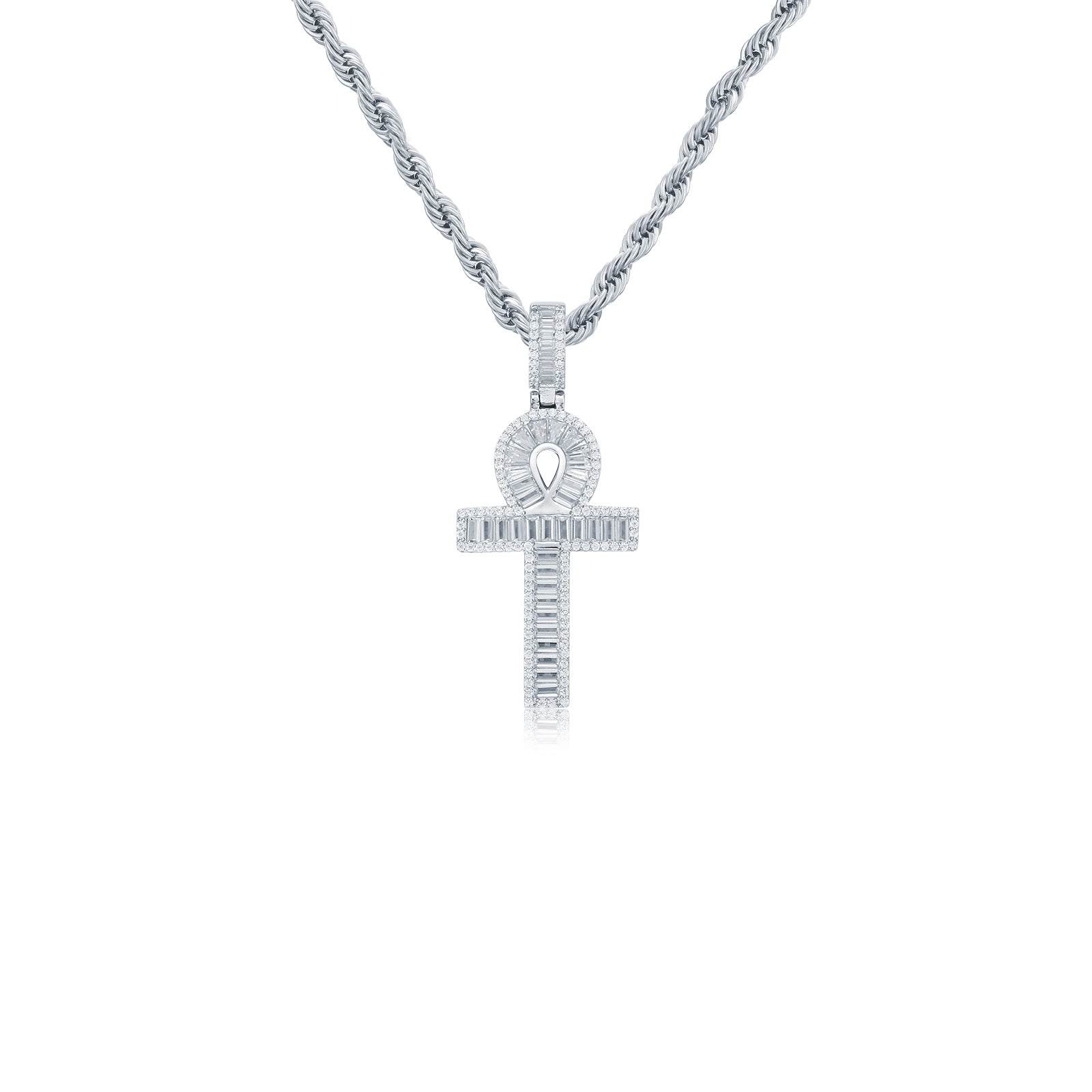 925 Silver Anc Style Baguette Cubic Zirconia Set Cross