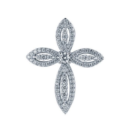 925 Silver Rhodium Plated Cubic Zirconia Set Cross