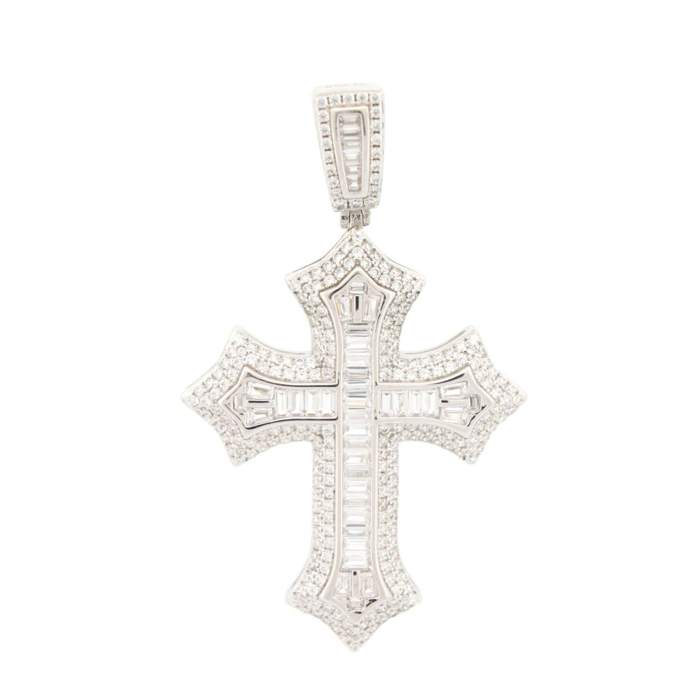 925 Silver Rhodium Plated Cubic Zirconia Set Cross