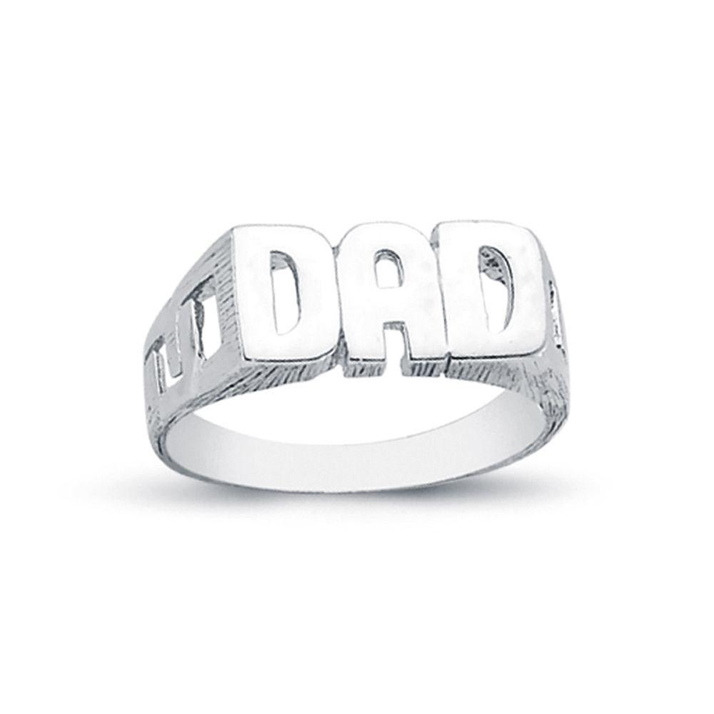 925 Silver Dad Ring Curb Shoulders
