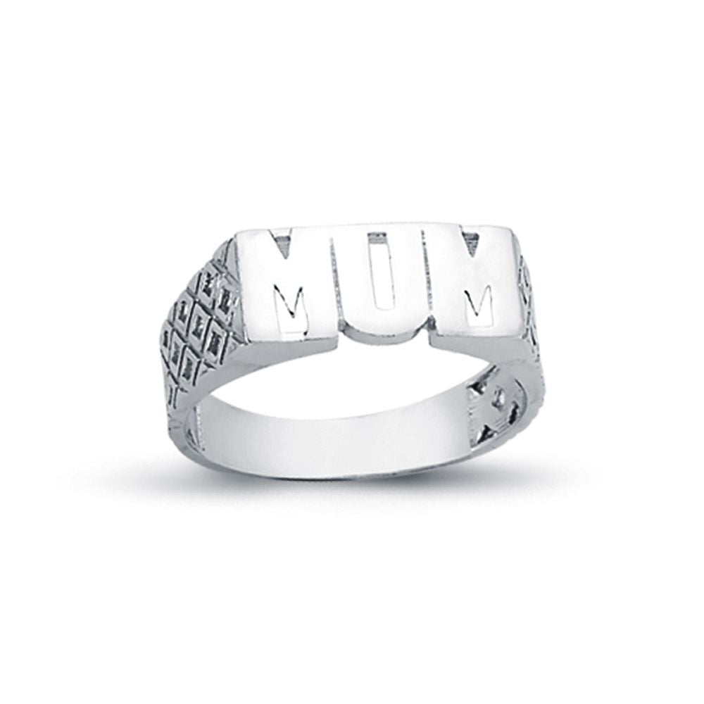 925 Silver Mum Ring Filligree Shoulders
