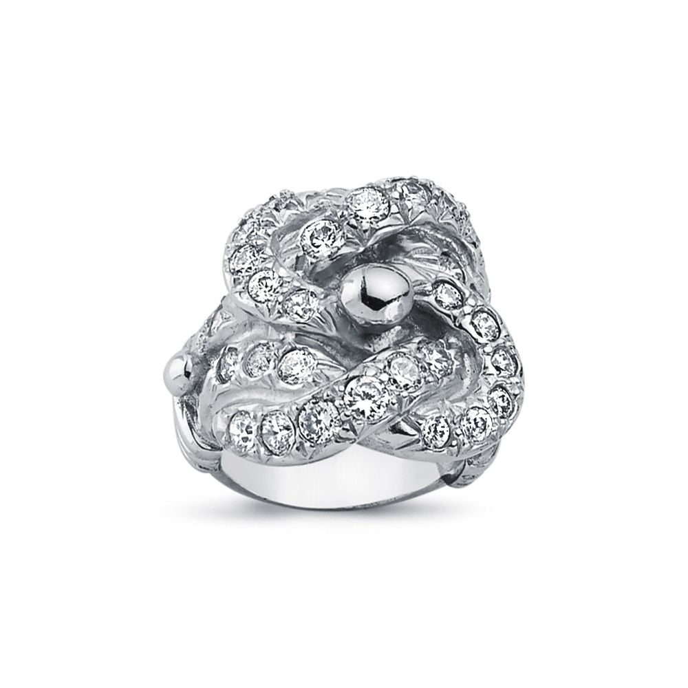 925 Silver Cubic Zirconia Set Knot Ring