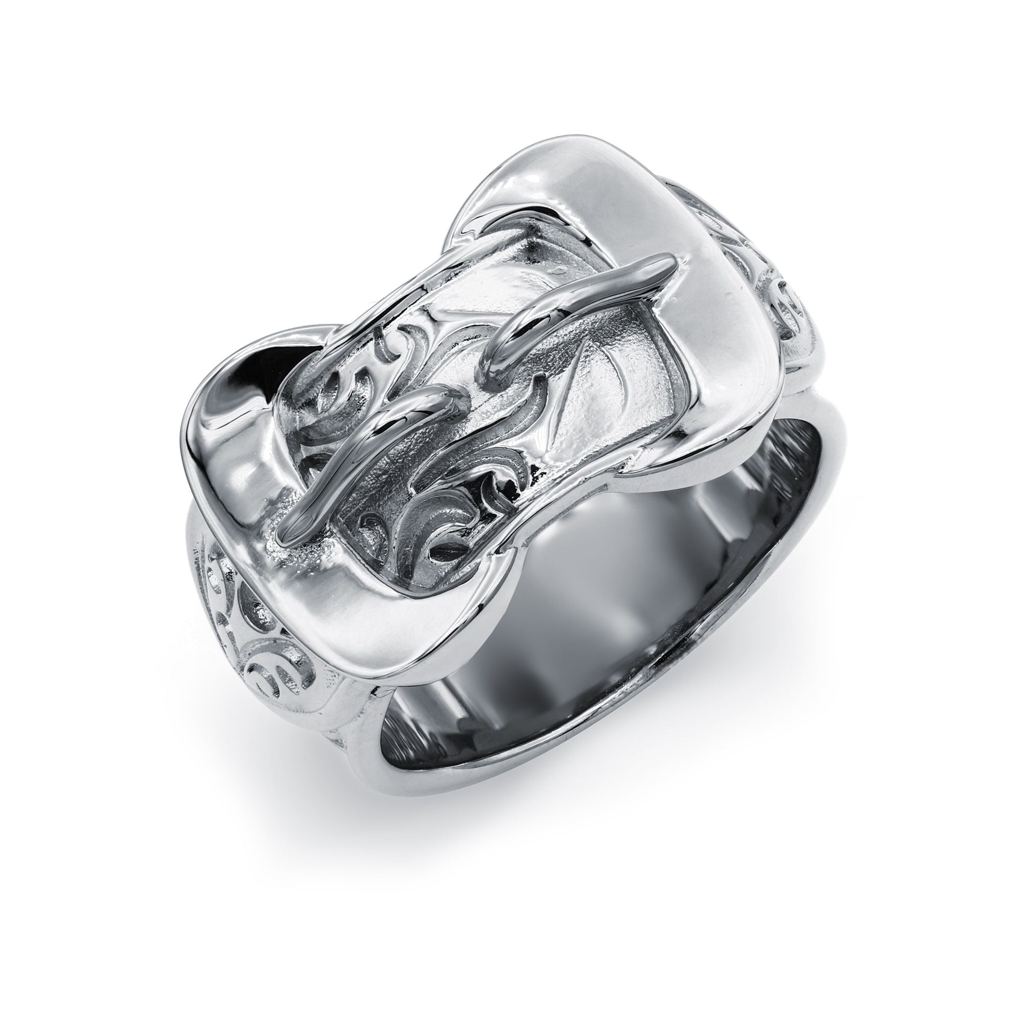 925 Silver Double Buckle Ring
