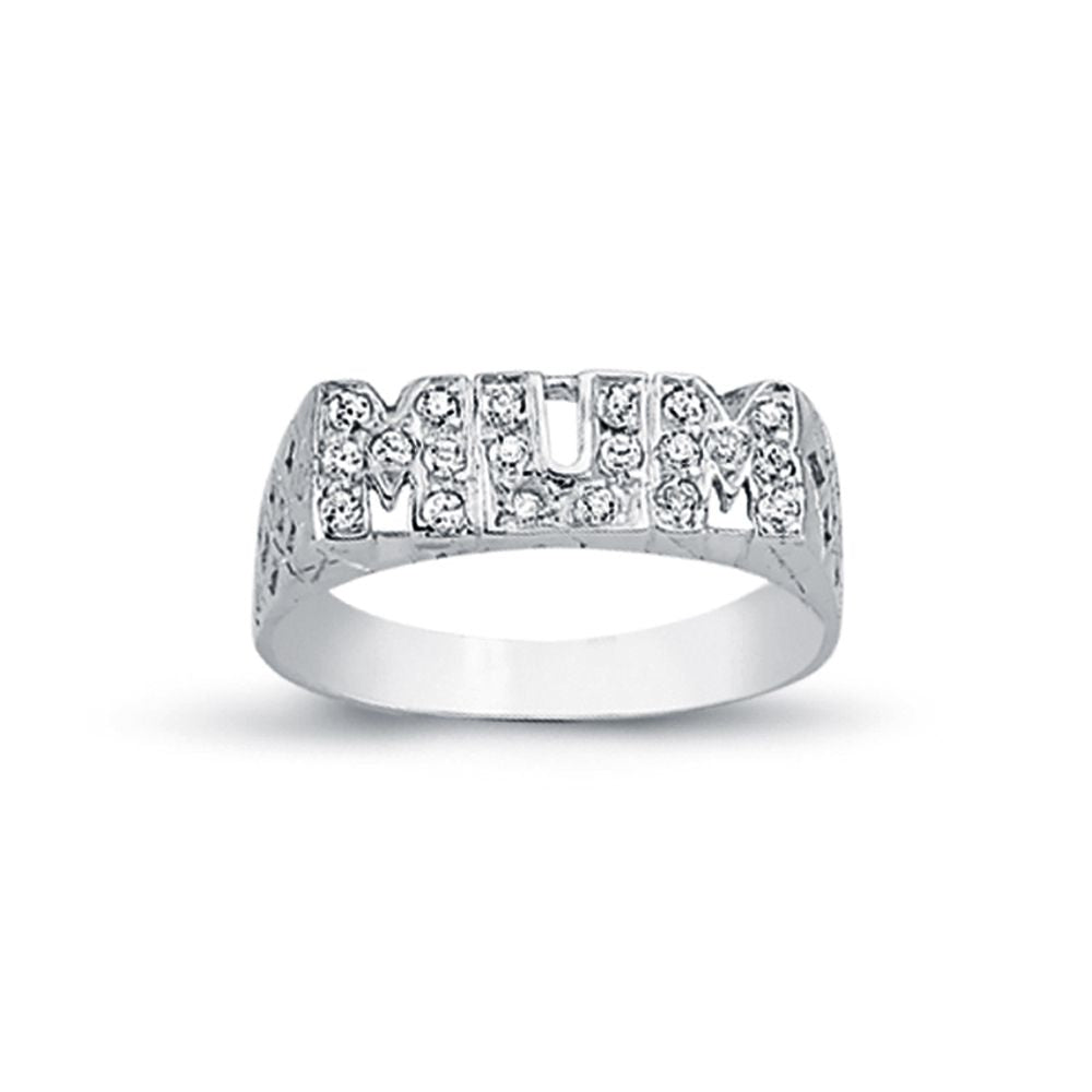 925 Silver Cubic Zirconia Set Mum Ring Filligree Shoulders