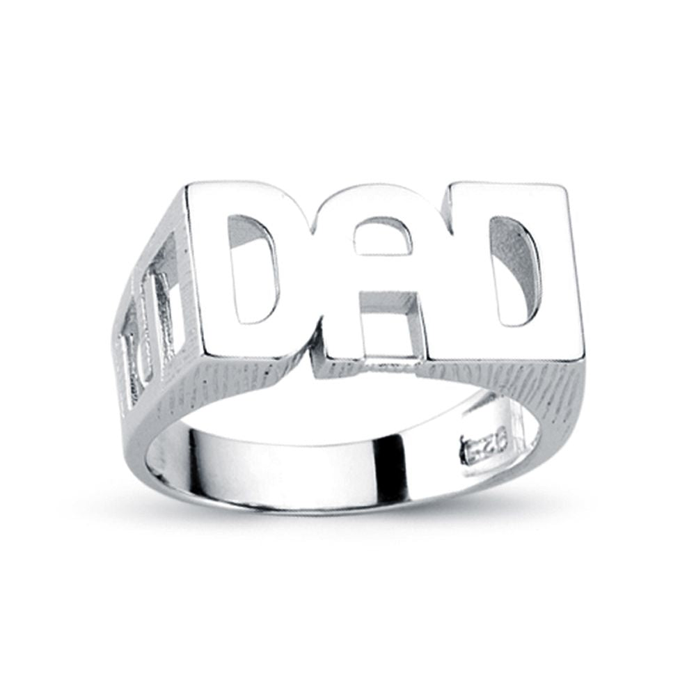 925 Silver Dad Ring Curb Shoulders