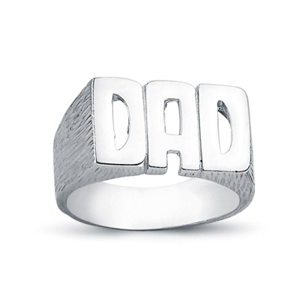 925 Silver Dad Ring Barked Shoulders