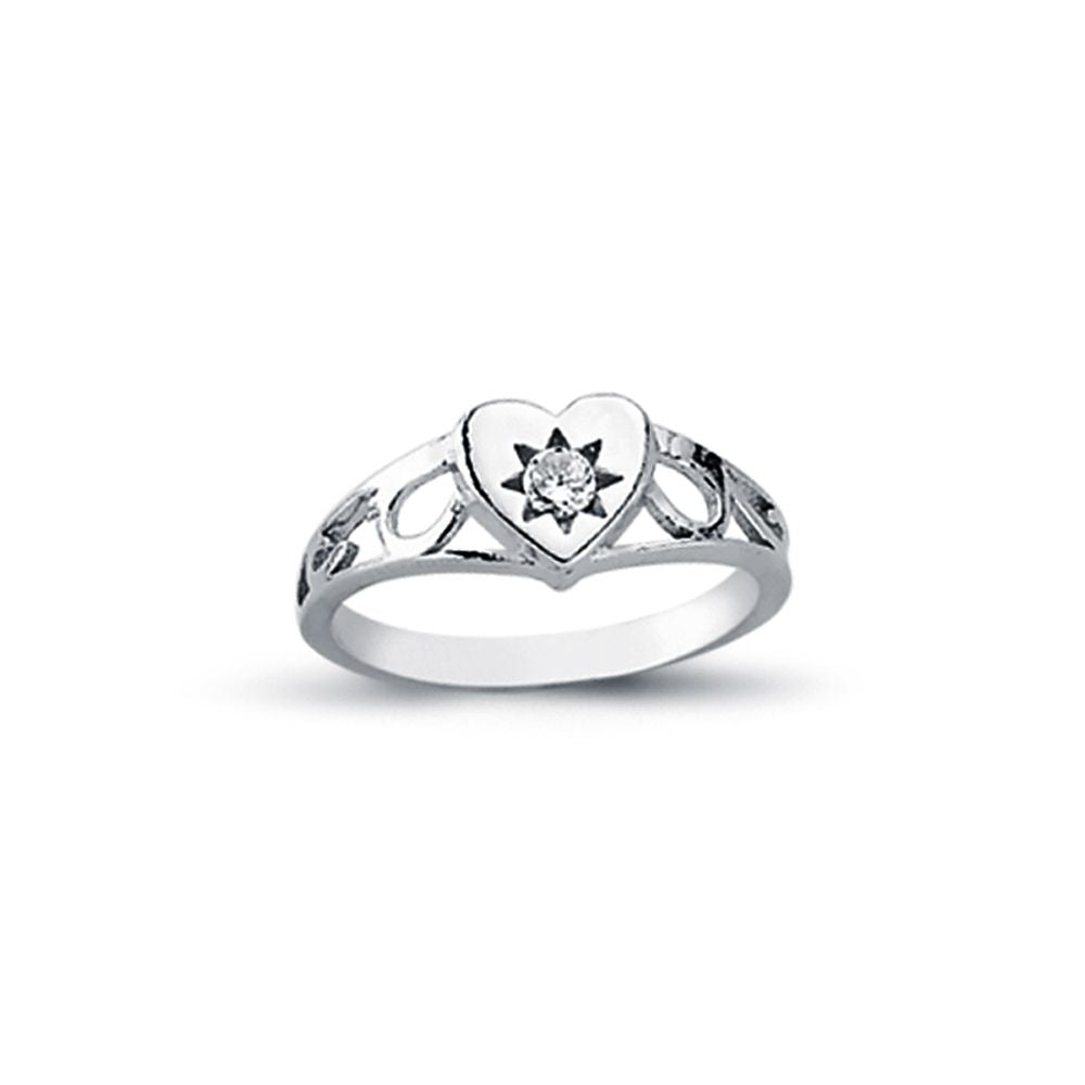 925 Silver Cubic Zirconia Set Heart Signet Ring