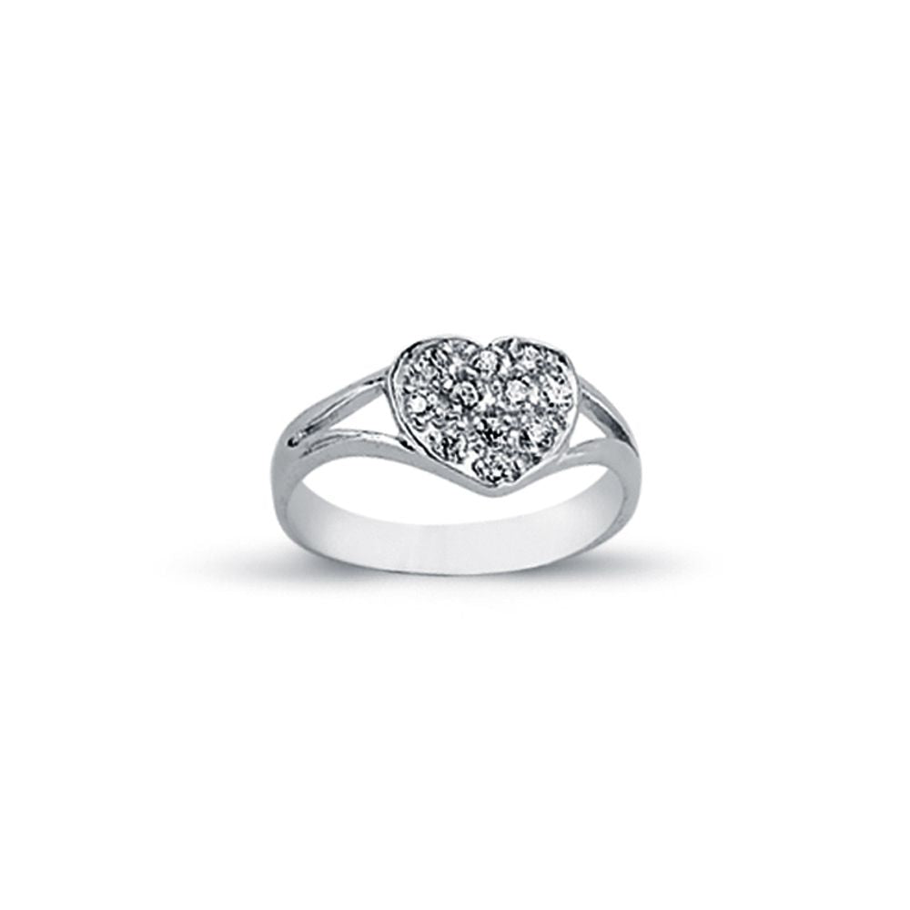 925 Silver Cubic Zirconia Set heart Signet Ring