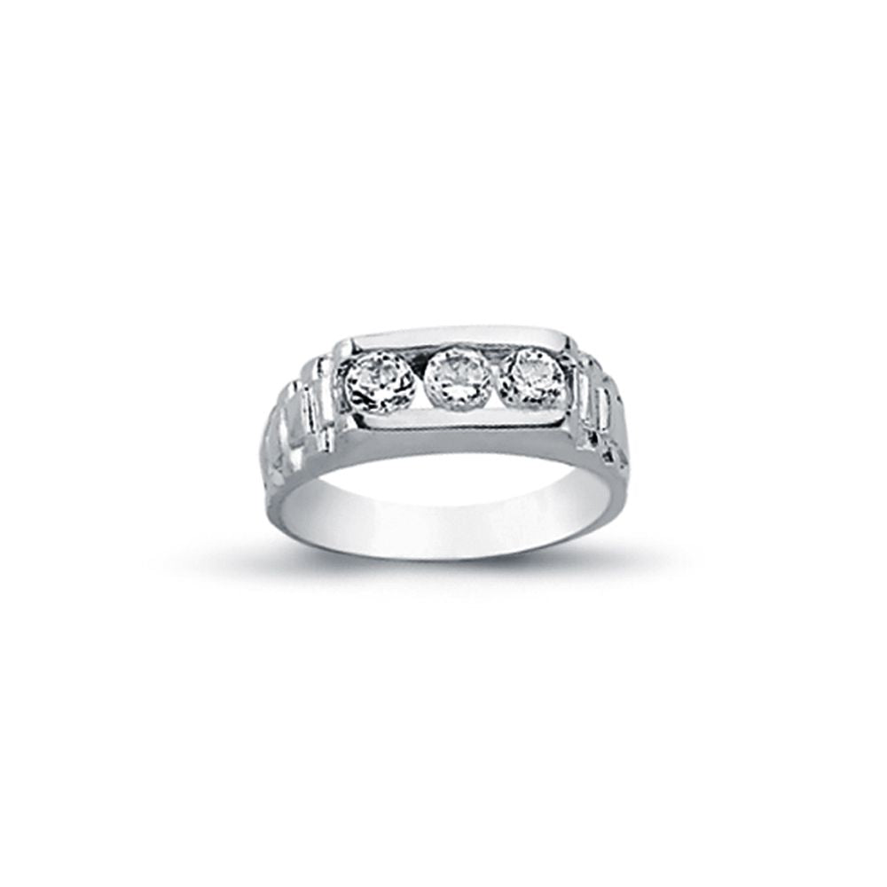 925 Silver Cubic Zirconia Set Trilogy Signet Ring