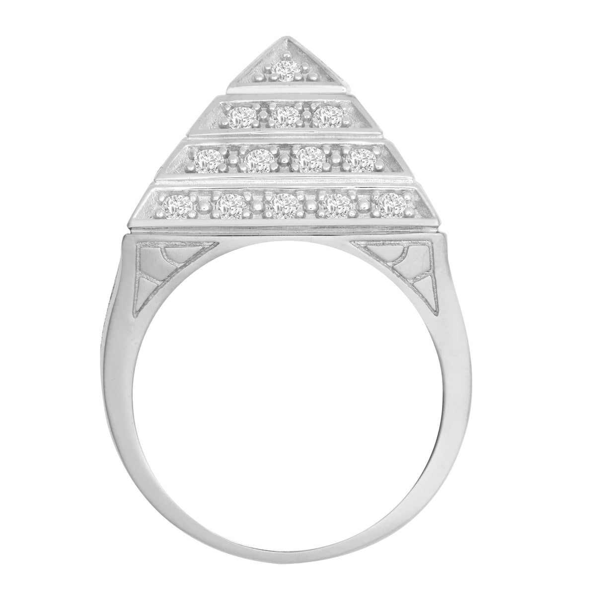 925 Silver Cubic Zirconia Set Pyramid Ring