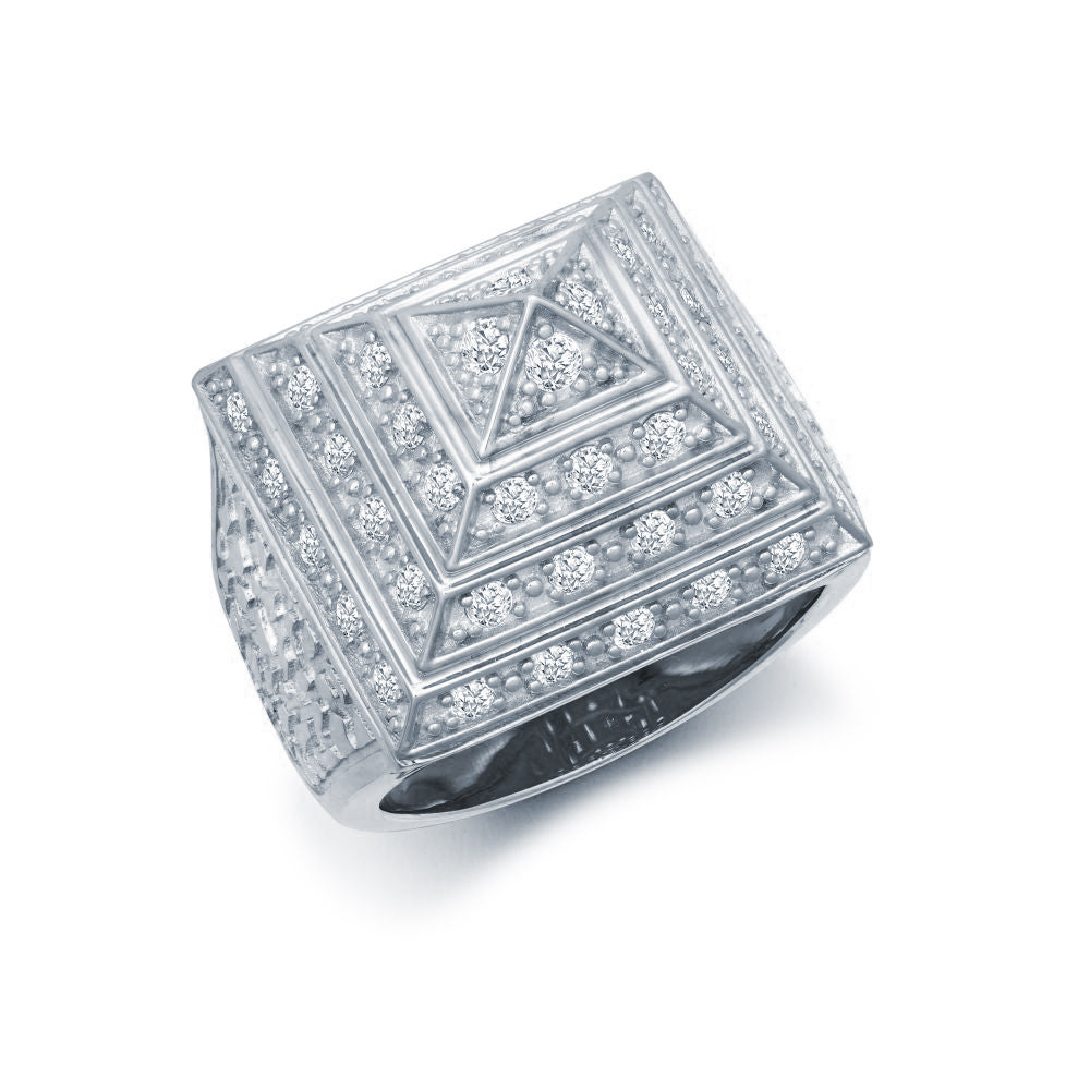 925 Silver Cubic Zirconia Set Pyramid Ring