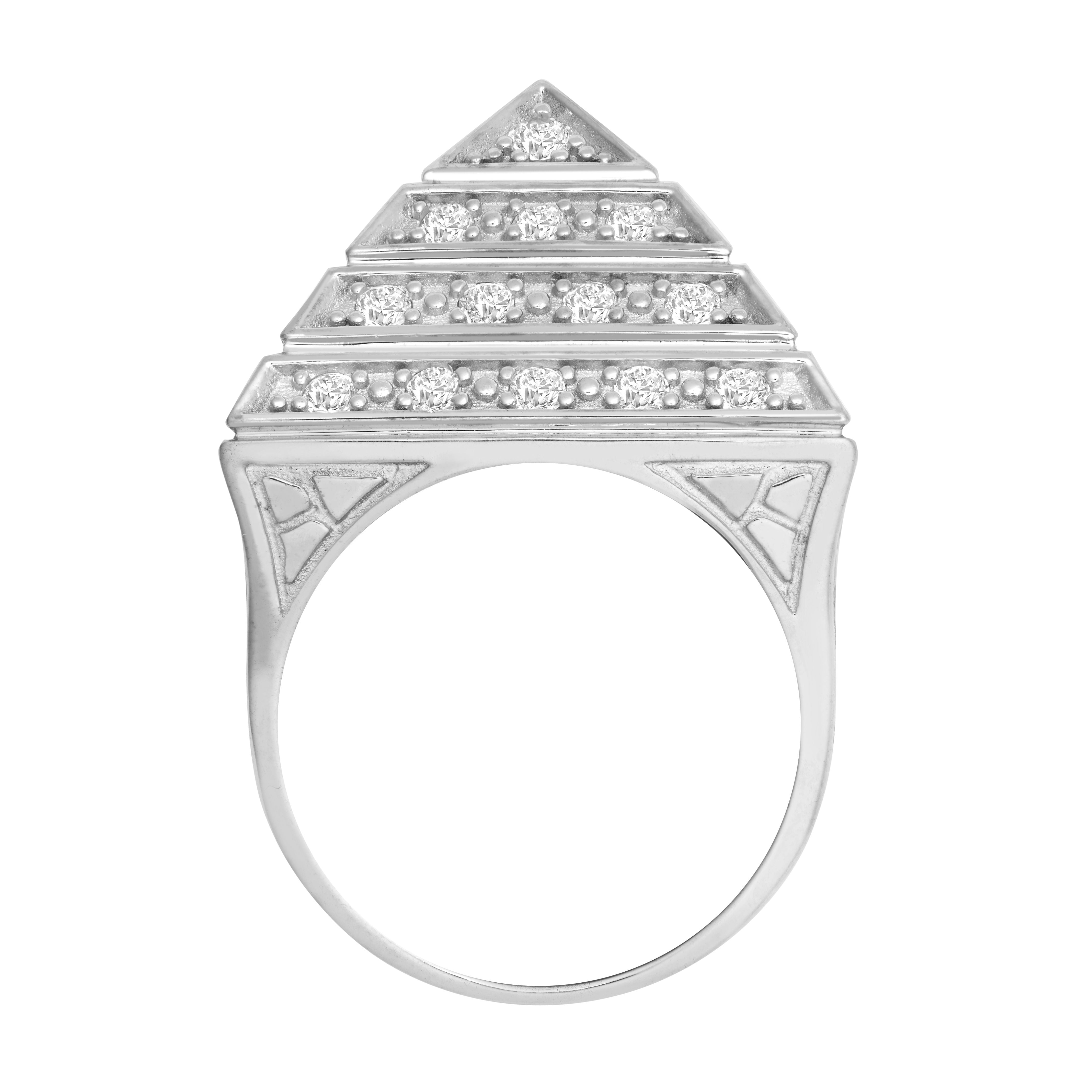 925 Silver Cubic Zirconia Set Pyramid Ring