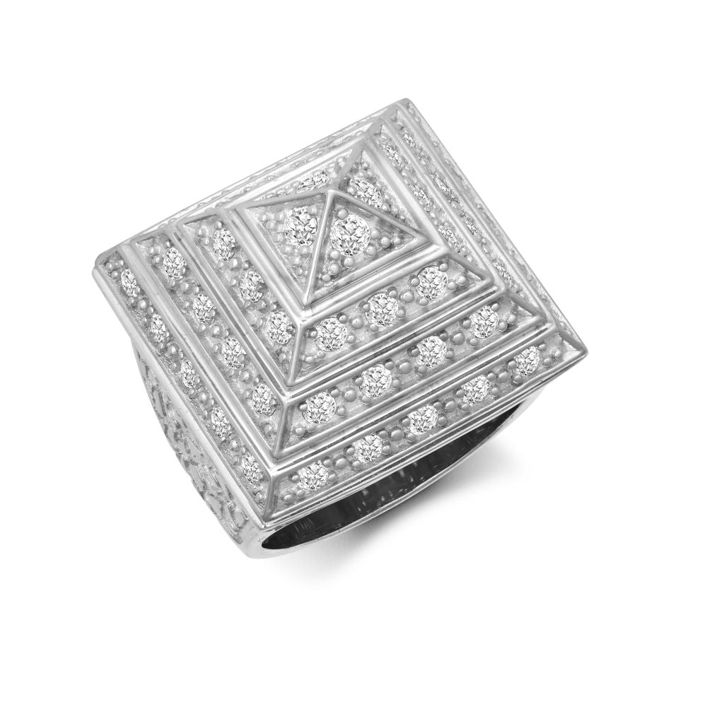 925 Silver Cubic Zirconia Set Pyramid Ring