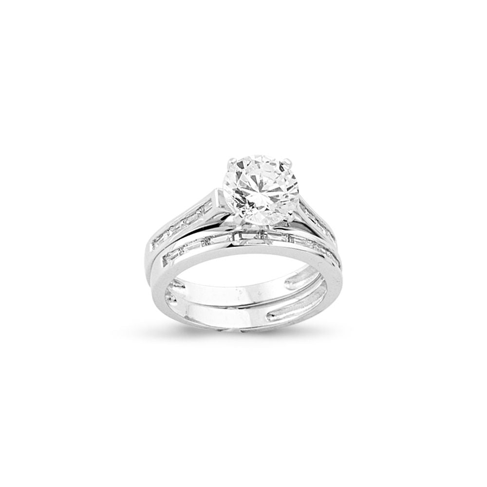 925 Silver Cubic Zirconia RBC and Half ET Set Rings