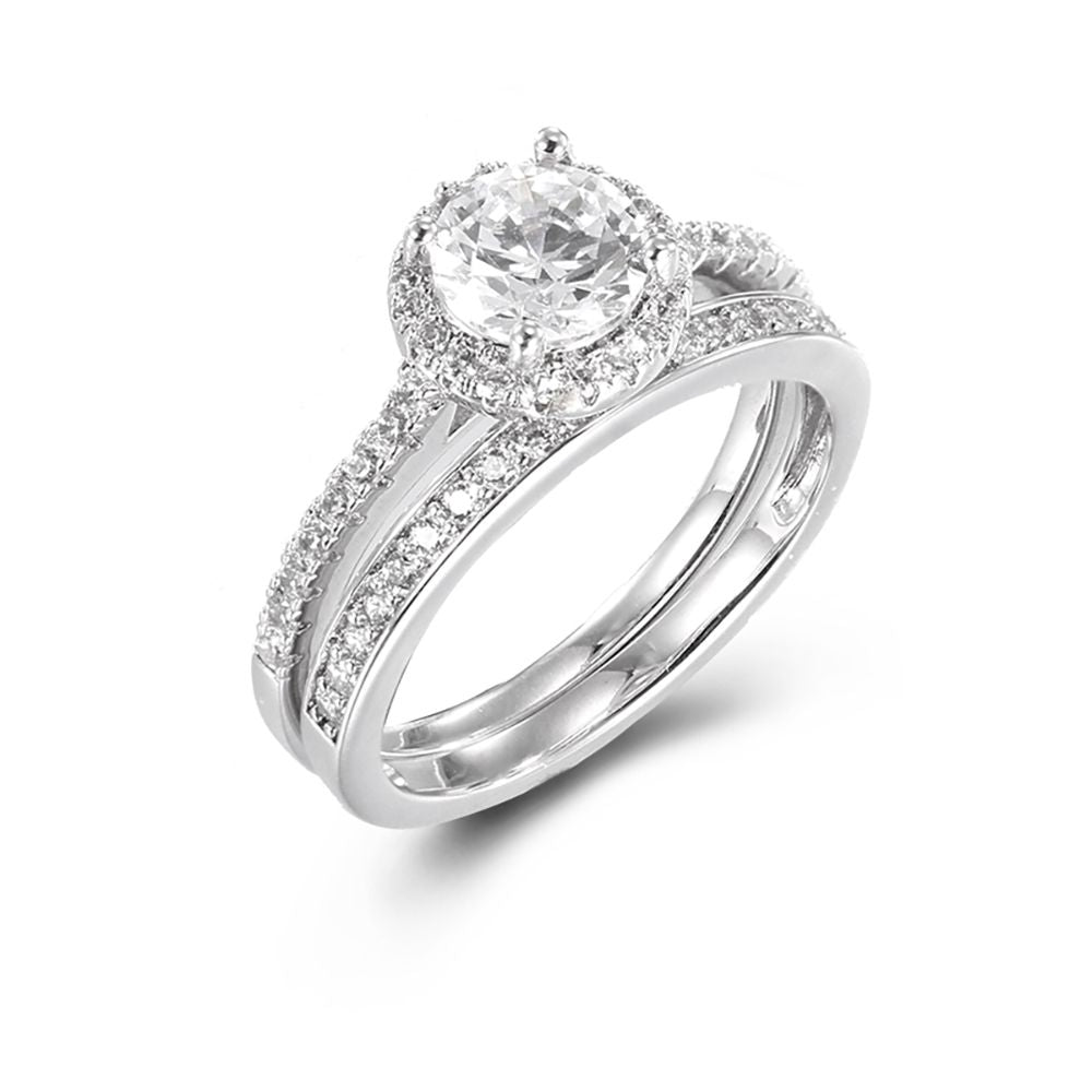 925 Silver Cubic Zirconia RBC and Half ET Set Rings