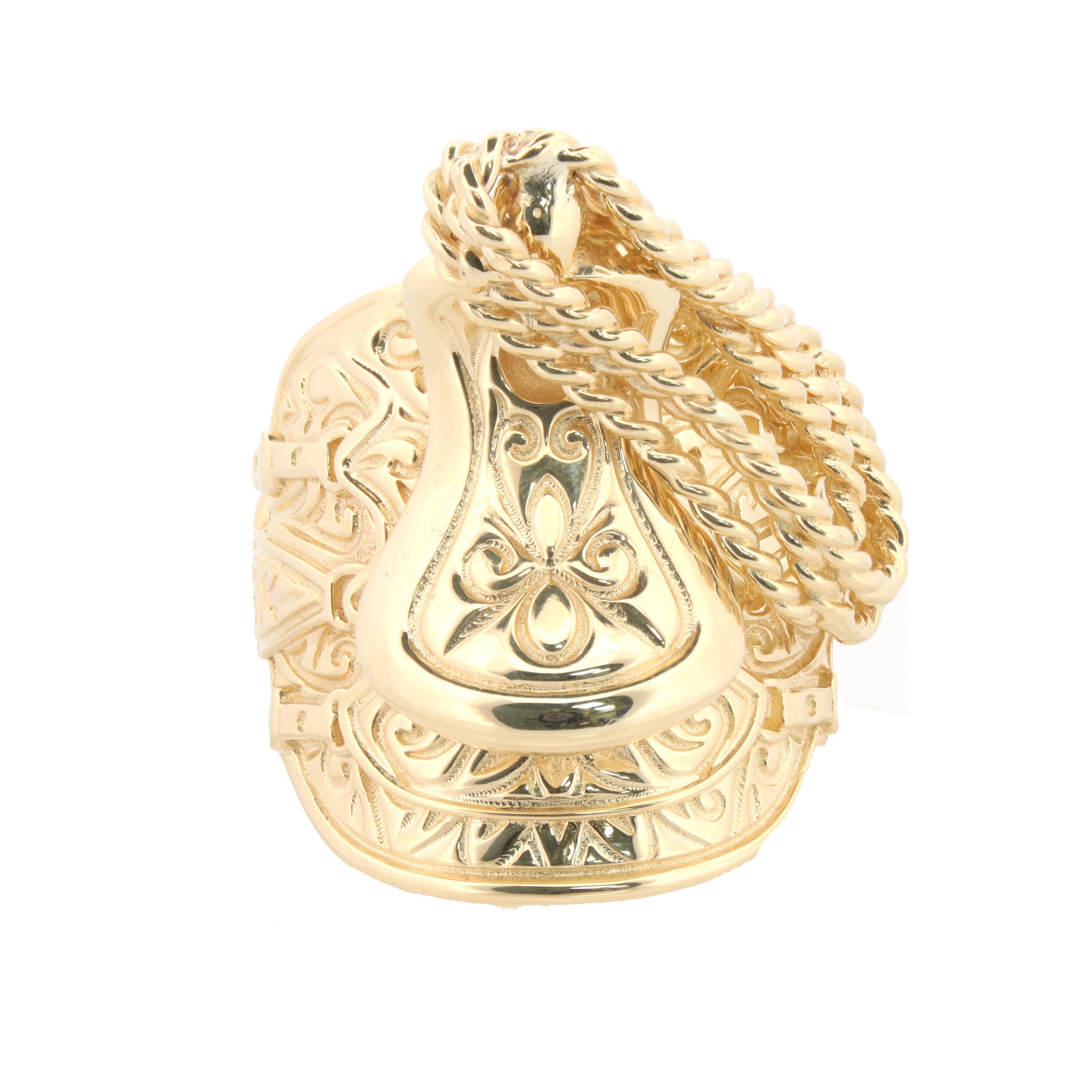 925 Silver Gold Plated Saddle Ring