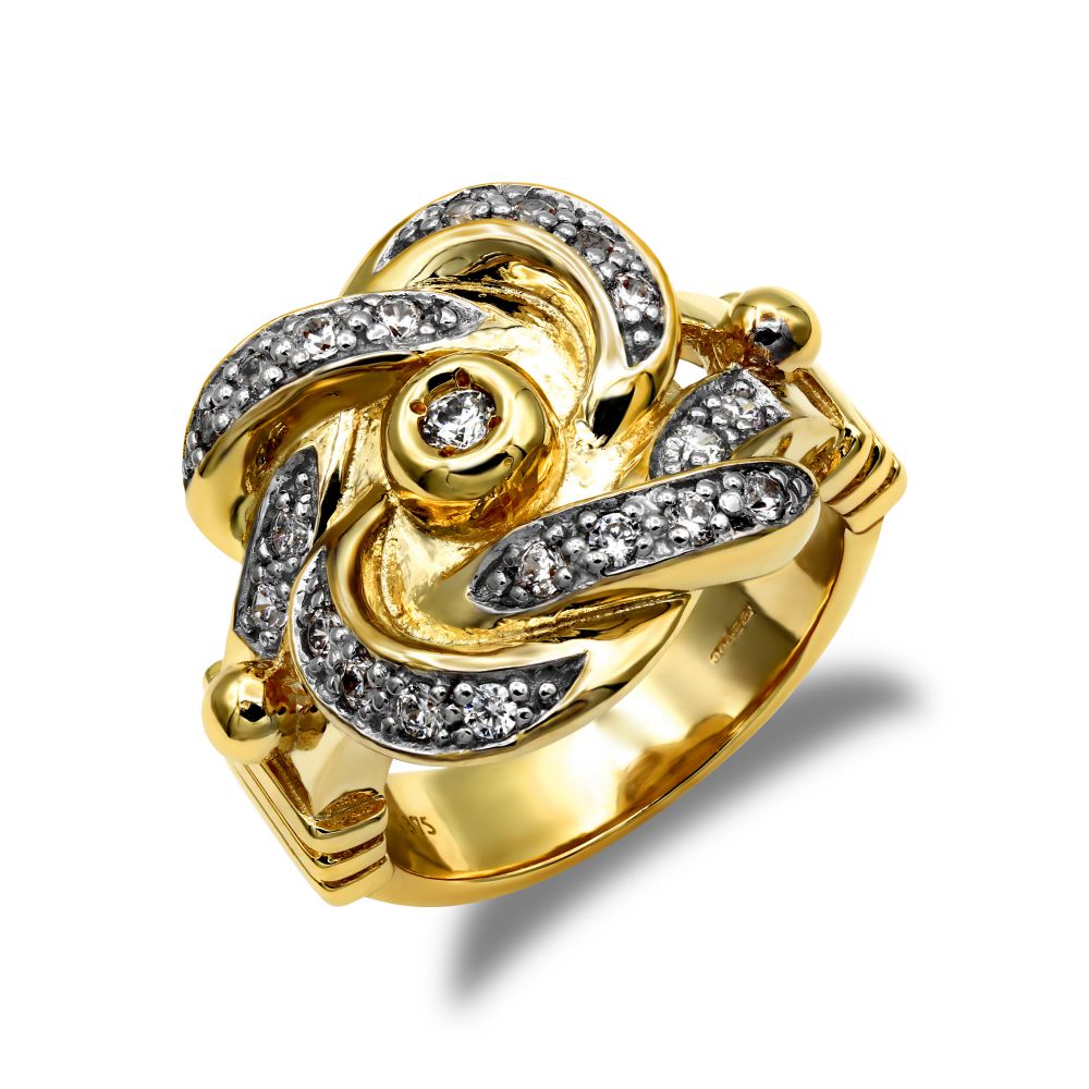 925 Silver Gold Plated Knot Ring