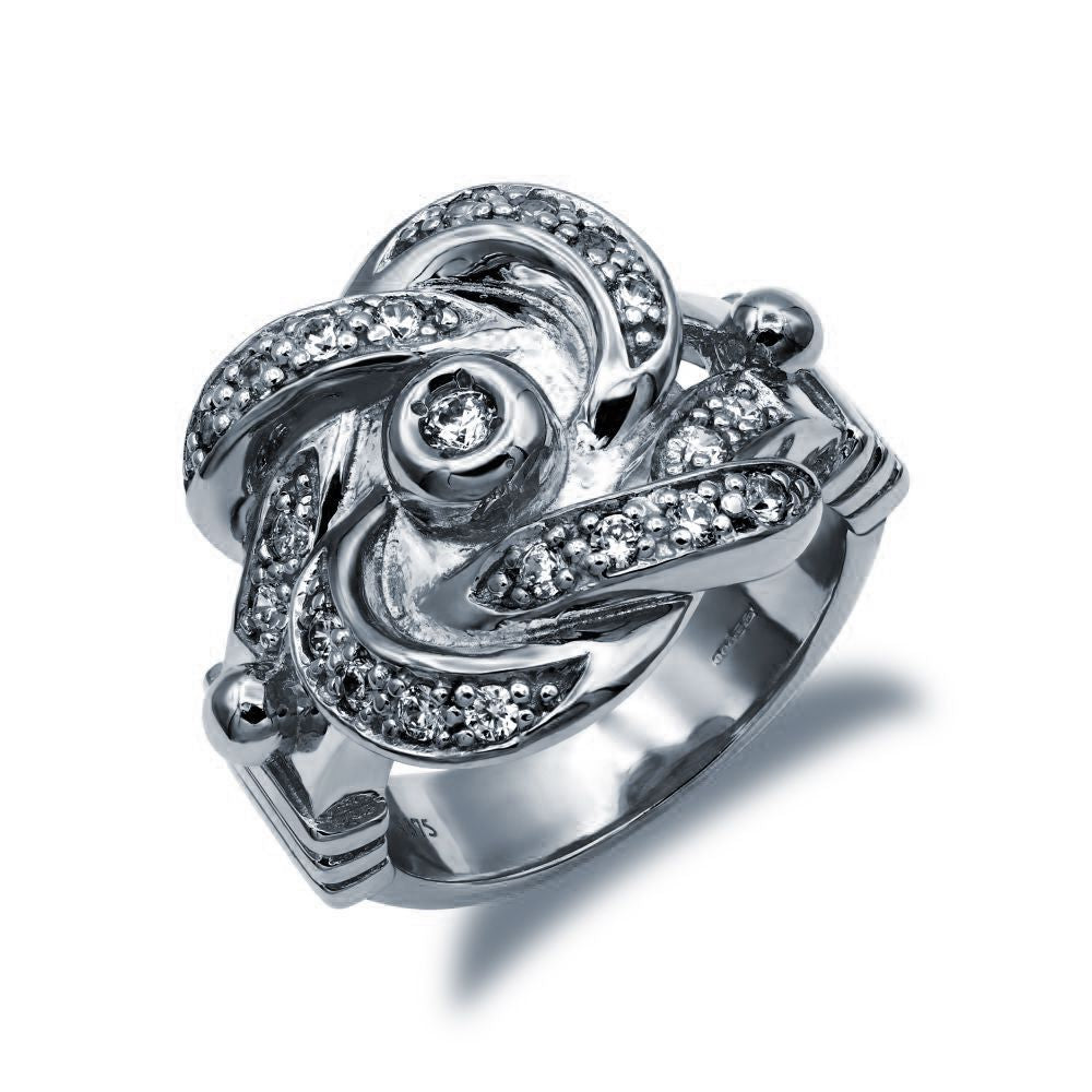 925 Silver Cubic Zirconia Set Knot Ring