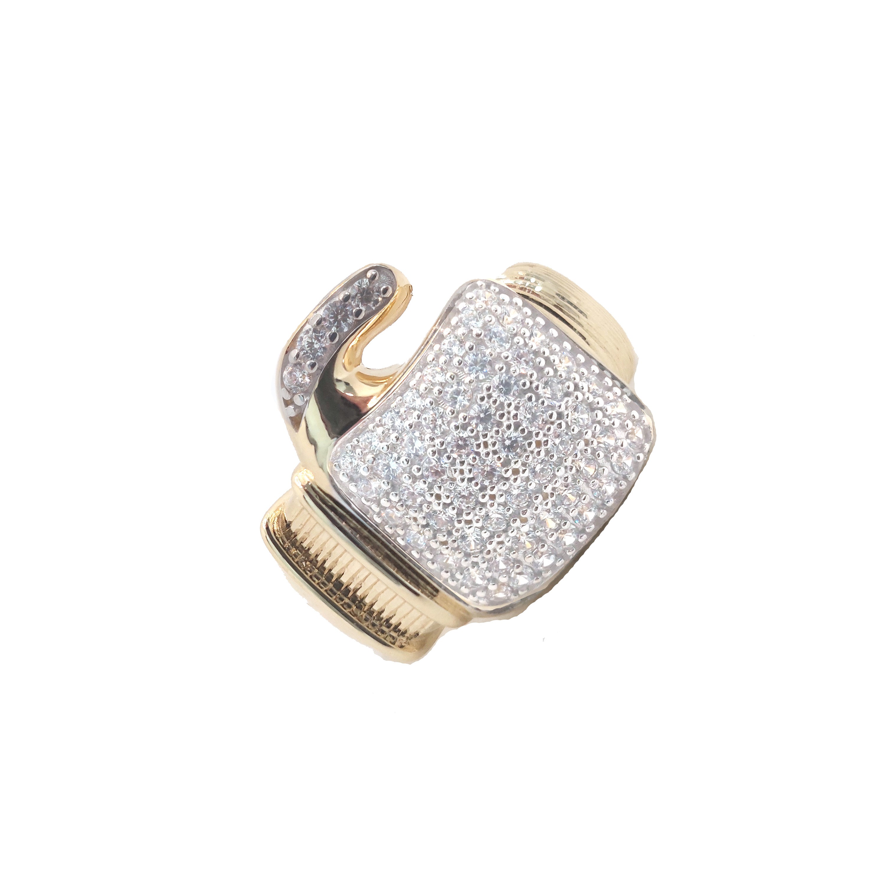 925 Silver Gold Plated Boxing Glove Ring