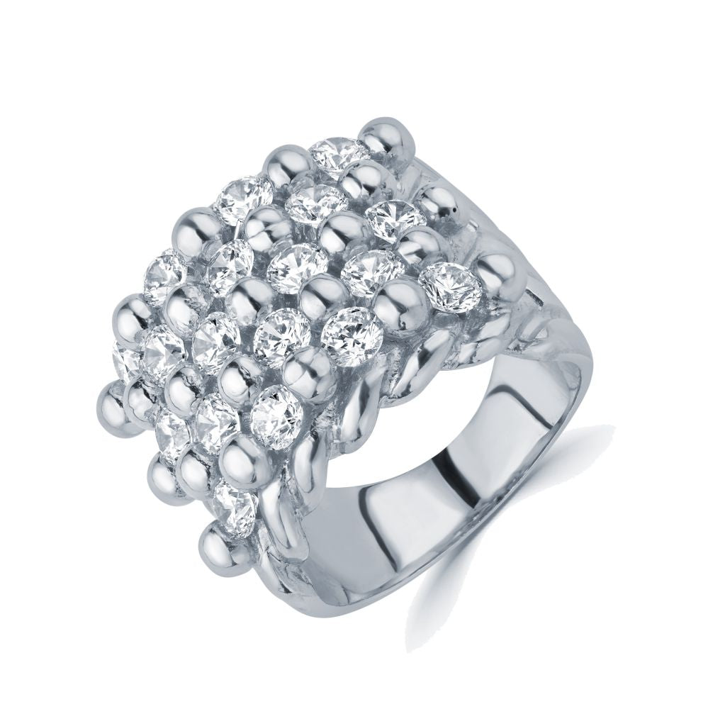 925 Silver Cubic Zirconia Set Keeper Ring