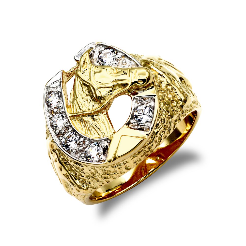 925 Silver Gold Plated Horseshoe Ring
