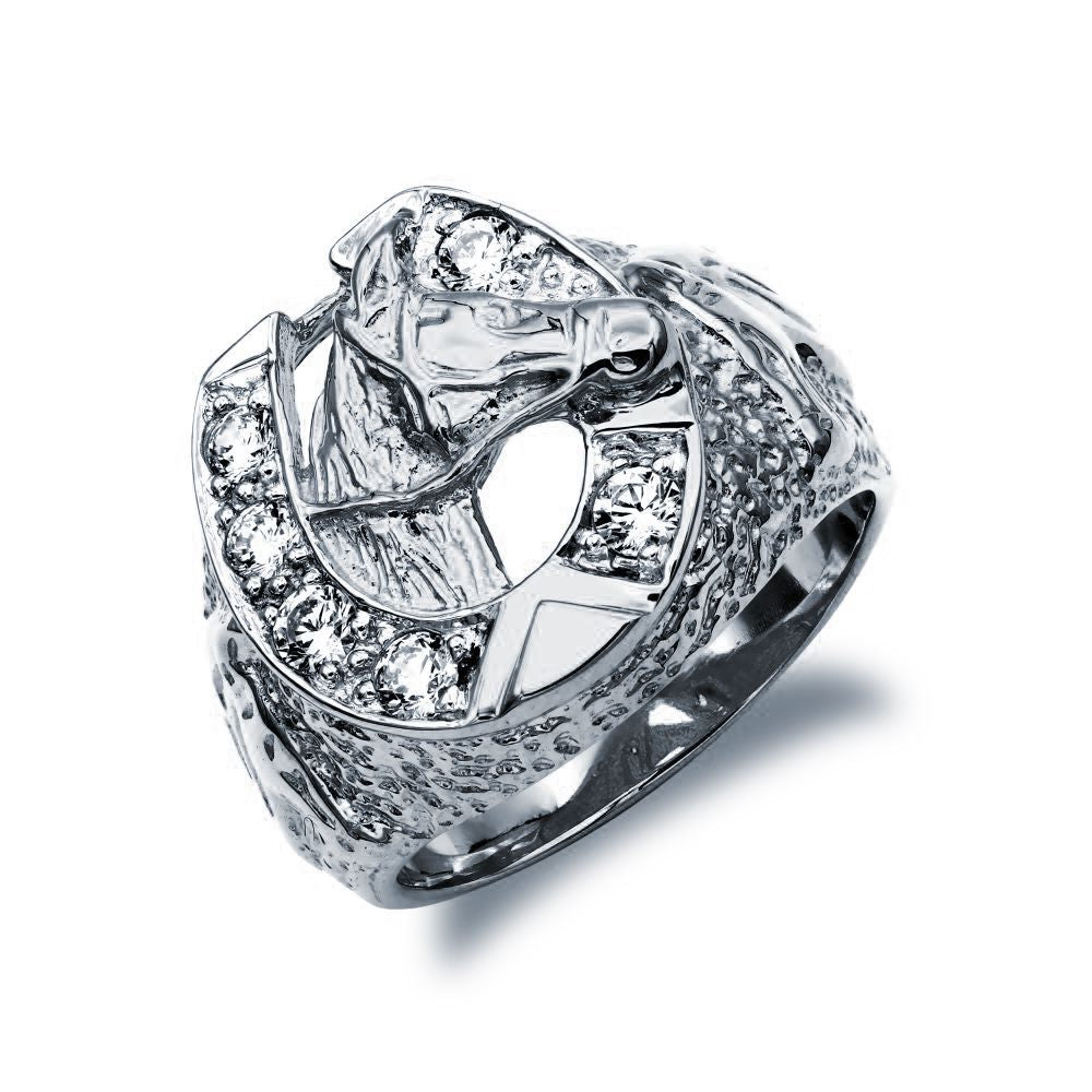 925 Silver Cubic Zirconia Set Horseshoe Ring