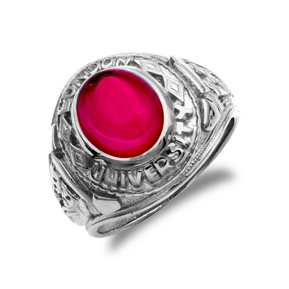 925 Silver Red Stone College Ring