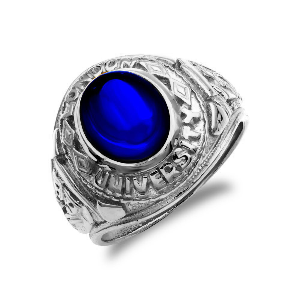 925 Silver Blue Stone College Ring