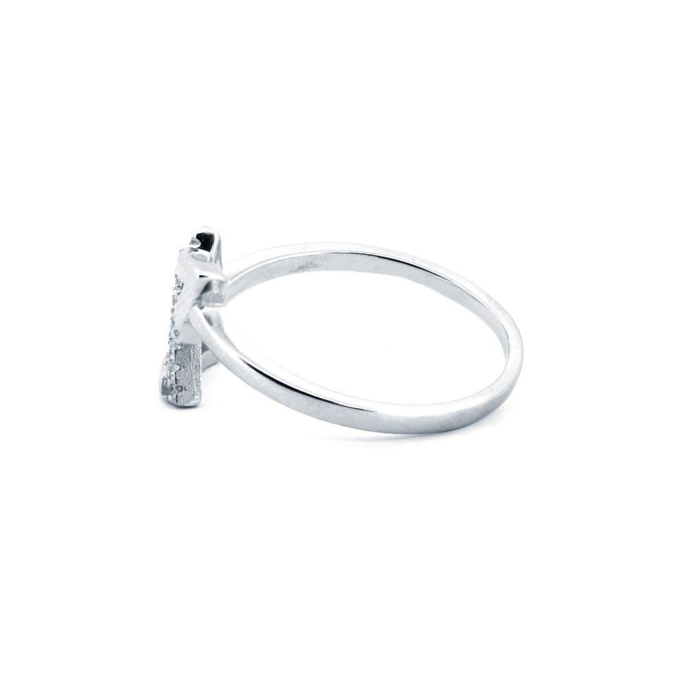 925 Silver Rhodium Cubic Zirconia Set Twin Triangle Ring