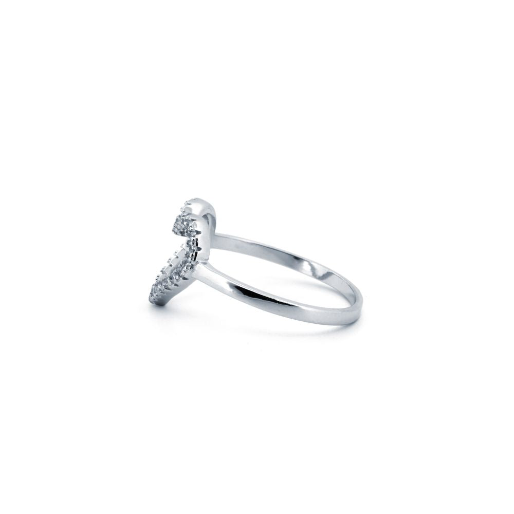 925 Silver Rhodium Cubic Zirconia Set Heart Ring