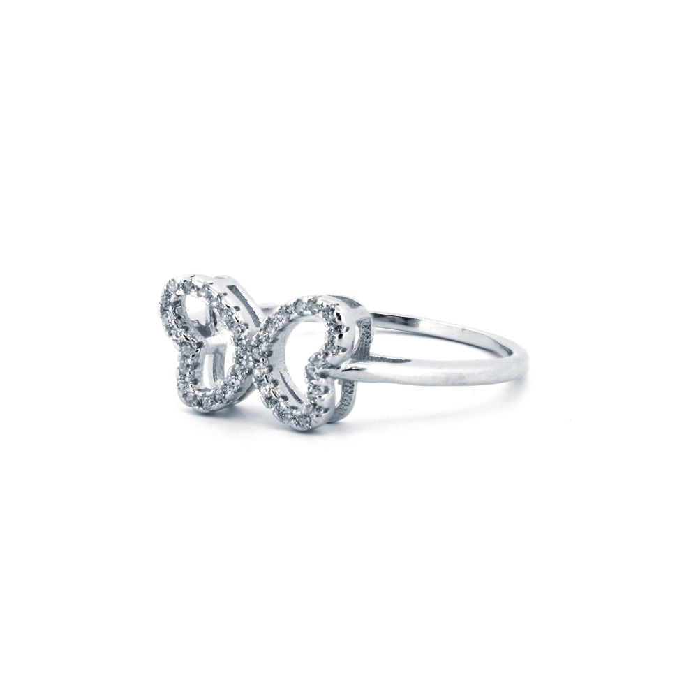 925 Silver Rhodium Cubic Zirconia Set Dress Ring