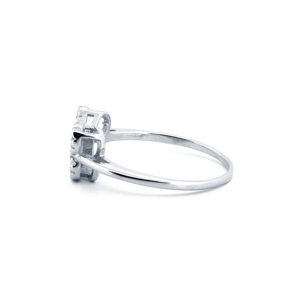925 Silver Rhodium Cubic Zirconia Set Dress Ring