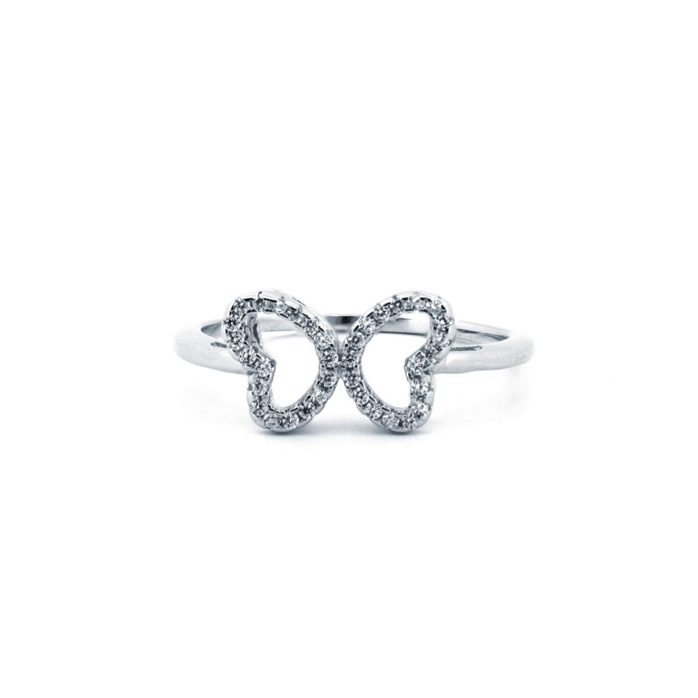 925 Silver Rhodium Cubic Zirconia Set Dress Ring