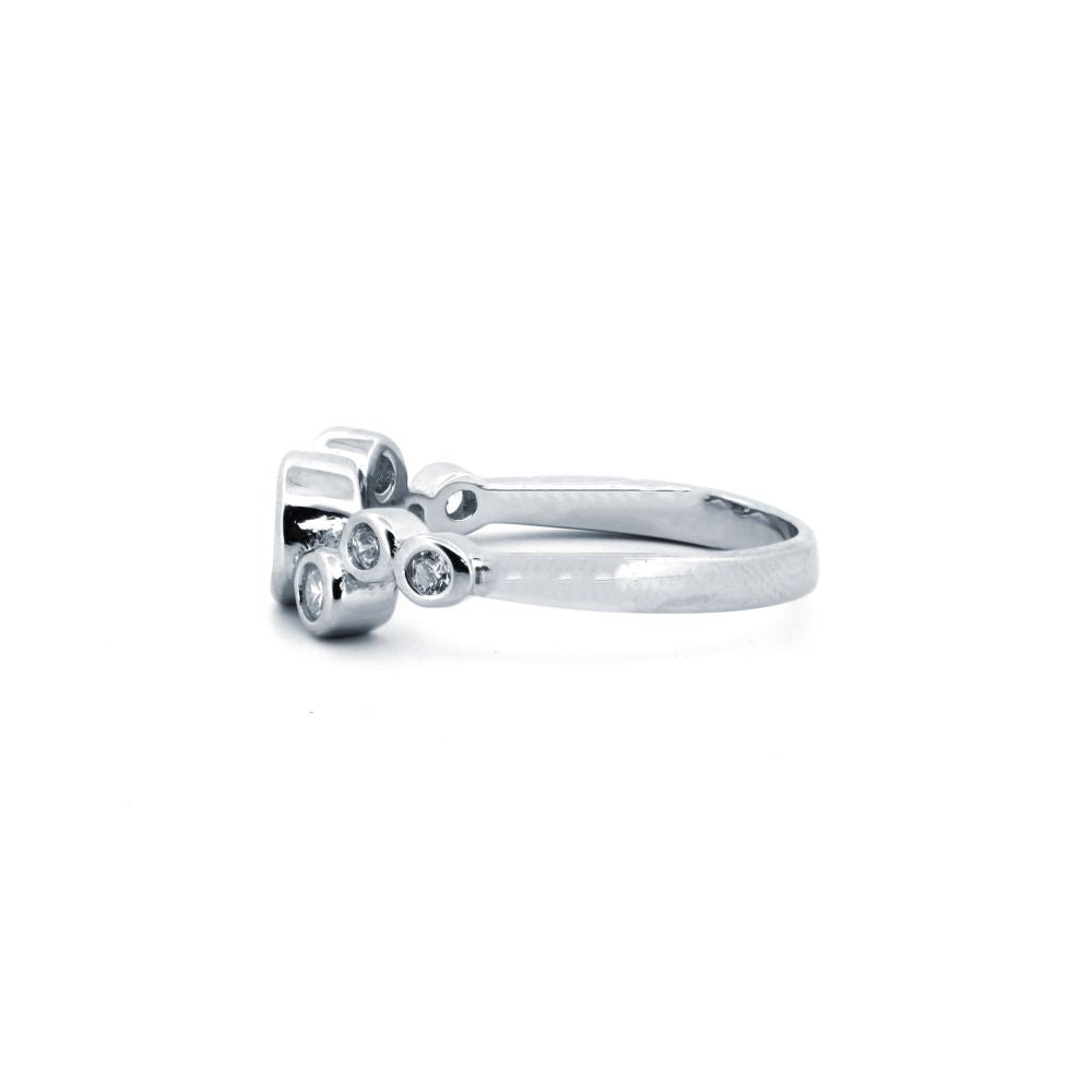 925 Silver Rhodium Cubic Zirconia Set Dress Ring