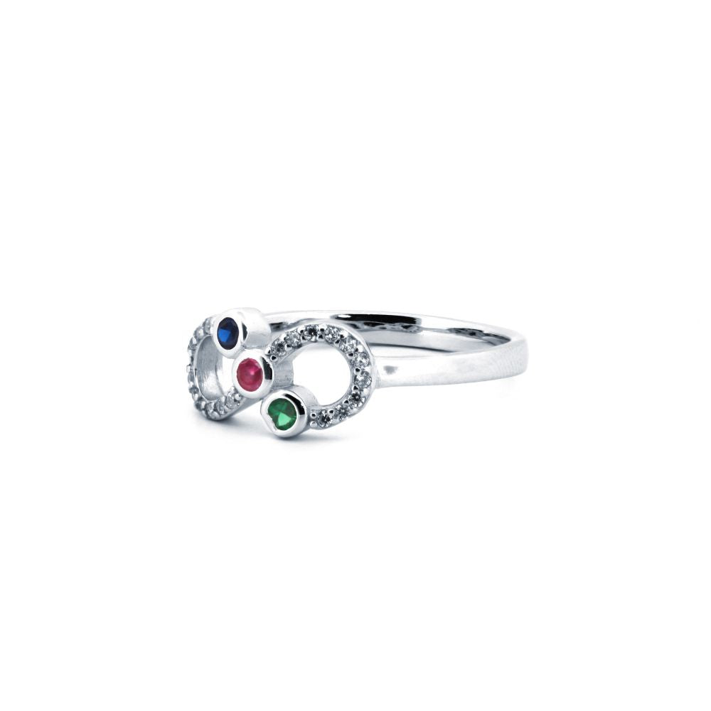 925 Silver Rhodium Cubic Zirconia Set Infinity Ring