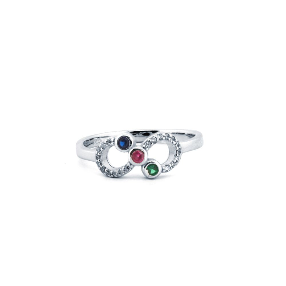 925 Silver Rhodium Cubic Zirconia Set Infinity Ring