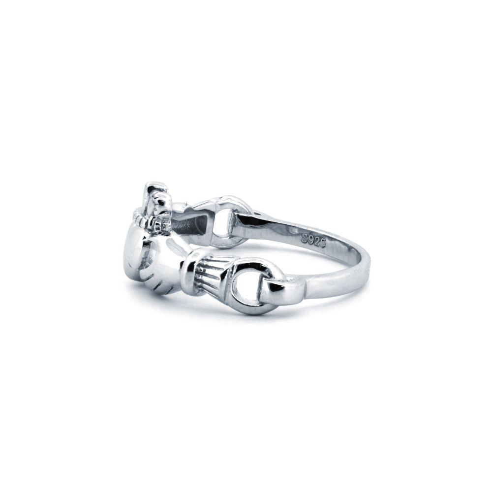 925 Silver Rhodium Claddagh Ring