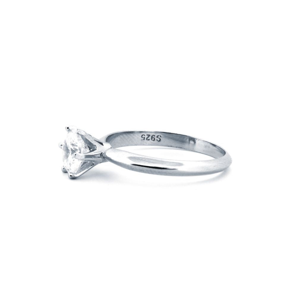 925 Silver Rhodium Cubic Zirconia Set Solitaire Ring