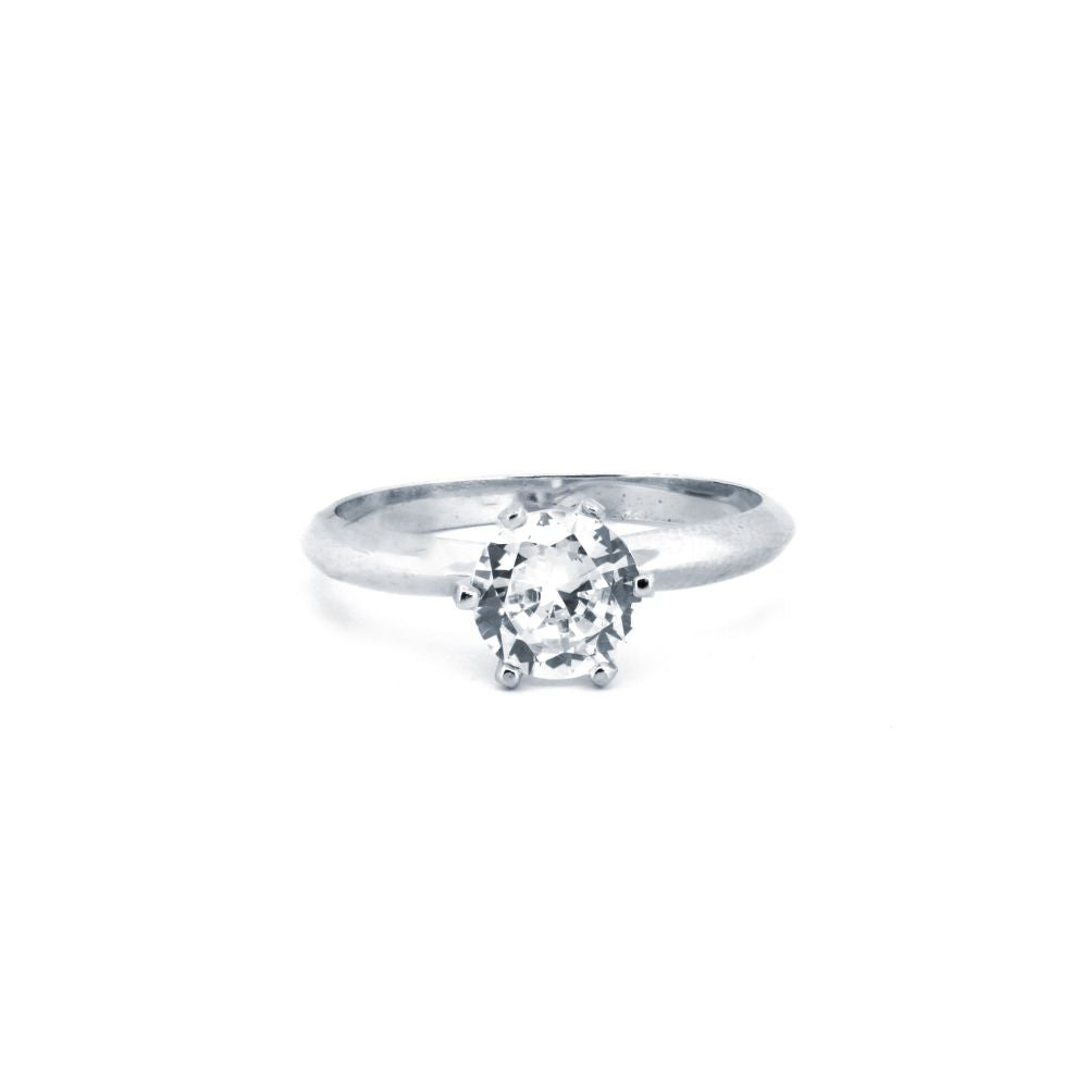 925 Silver Rhodium Cubic Zirconia Set Solitaire Ring