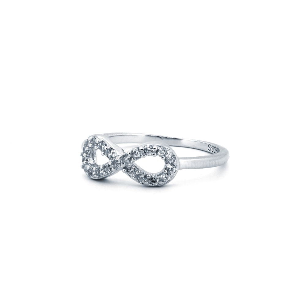 925 Silver Rhodium Cubic Zirconia Set Infiniti Ring