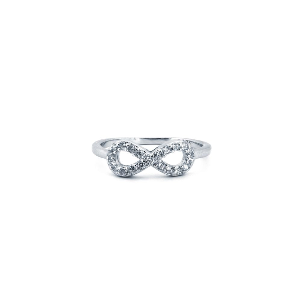 925 Silver Rhodium Cubic Zirconia Set Infiniti Ring