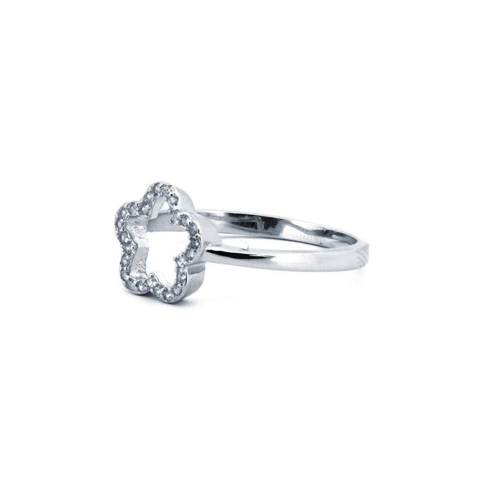 925 Silver Rhodium Cubic Zirconia Set Dress Ring