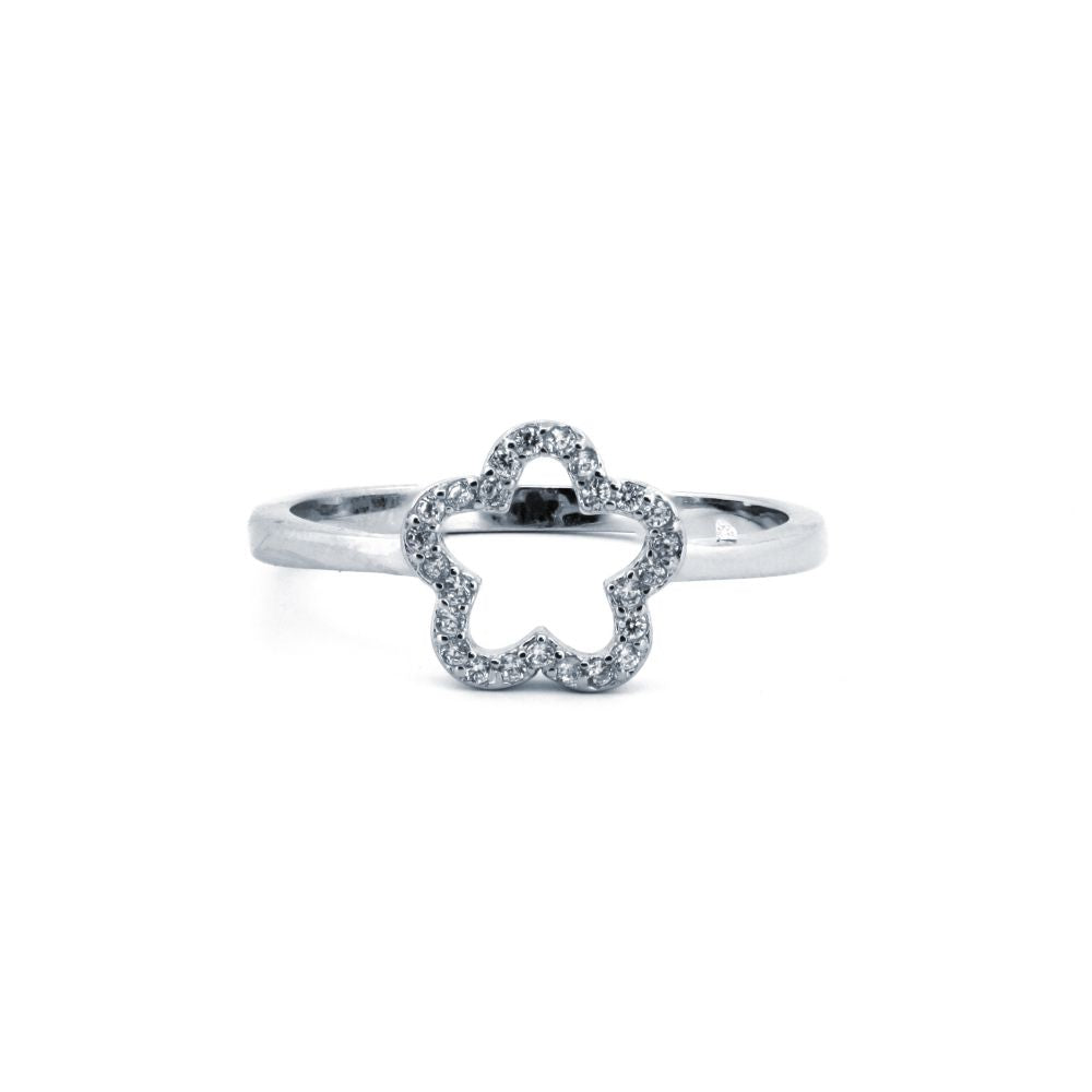 925 Silver Rhodium Cubic Zirconia Set Dress Ring